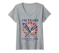 Mujer Patriotic 250 - En Dios Confiamos en Eagle Cross 1776-2026 USA Camiseta Cuello V