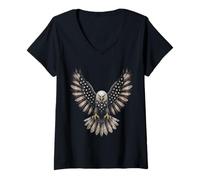 Mujer Patriotic American Flag Bald Eagle USA Pride 4th of July Camiseta Cuello V