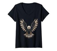 Mujer Patriotic American Flag Bald Eagle USA Pride 4th of July Camiseta Cuello V