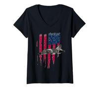 Mujer Patriotic F-4 Phantom The Mcdonnell Douglas America - Camiseta con la Bandera Camiseta Cuello V