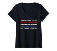 Mujer Patriots Wear Masks In Public Social Distance USA Patriotic Camiseta Cuello V