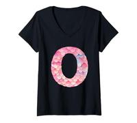Mujer Patrón de escamas de sirena letra O Camiseta Cuello V