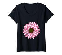 Mujer patrón estampado vaca rosa - estampado vaca flor rosa hombre Camiseta Cuello V