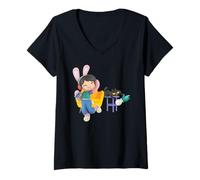 Mujer Paul Frank Bunny Girl Y Mika El Gato En Casa Camiseta Cuello V