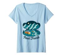 Mujer Paul Frank Camping Julius El Contorno de la Cabeza de Mono Camiseta Cuello V