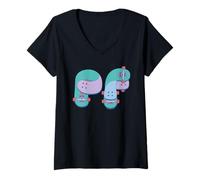 Mujer Paul Frank PF Verde & Morado Skateboards Camiseta Cuello V