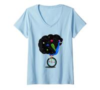 Mujer Pavo Real Montando un pájaro Ciclista Monociclo Camiseta Cuello V