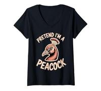 Mujer Pavo Real simulado Pavo Real Divertido Camiseta Cuello V