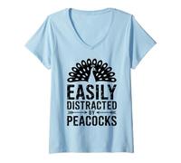 Mujer Pavos Reales Divertido Pavo Real Camiseta Cuello V