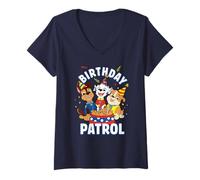 Mujer Paw Patrol Birthday Patrol Happy Birthday Pups Camiseta Cuello V