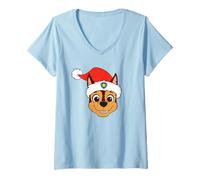 Mujer Paw Patrol Chase Christmas Santa Hat Camiseta Cuello V