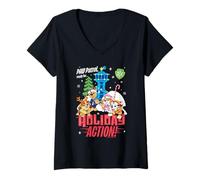 Mujer Paw Patrol Christmas Ready For Holiday Action Camiseta Cuello V