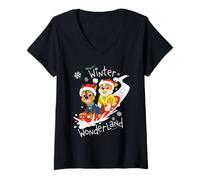 Mujer Paw Patrol Christmas Winter Wonderland Camiseta Cuello V