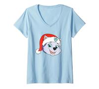 Mujer Paw Patrol Everest Christmas Santa Hat Camiseta Cuello V
