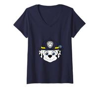 Mujer Paw Patrol Fire Dog Marshall Face Camiseta Cuello V