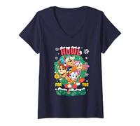 Mujer Paw Patrol Howl For The Holidays Christmas Wreath Camiseta Cuello V