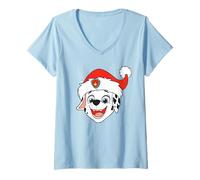 Mujer Paw Patrol Marshall Christmas Santa Hat Camiseta Cuello V