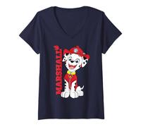Mujer Paw Patrol Marshall Fire Rescue Hero Adventure Bay Pup Retro Camiseta Cuello V