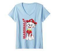 Mujer Paw Patrol Marshall Fire Rescue Hero Adventure Bay Retro Cachorro Camiseta Cuello V
