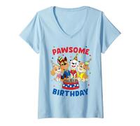 Mujer Paw Patrol Pawsome Birthday Cake Camiseta Cuello V