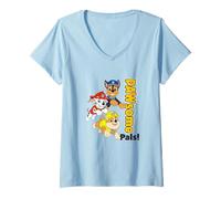 Mujer Paw Patrol Pawsome Pals Bold Vertical Text Design Camiseta Cuello V