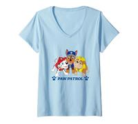Mujer Paw Patrol Pups Group Shot and Paw Prints Camiseta Cuello V