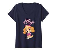 Mujer Paw Patrol Skye Action Pose Rescue Cachorro Lindo Dibujos Animados Artwork Camiseta Cuello V