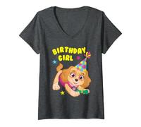 Mujer Paw Patrol Skye Birthday Girl Party Camiseta Cuello V