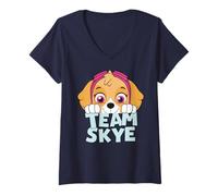 Mujer Paw Patrol Skye Team Fun Rescue Hero Adventure Bay Retro Cachorro Camiseta Cuello V