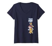 Mujer Paw Patrol Team Paw Pup Stack Trio Cute Smiles Camiseta Cuello V