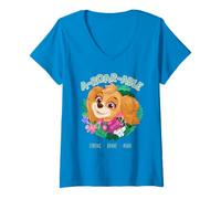 Mujer Paw Patrol: The Dino Movie A-Roar-Able Skye Tropical Camiseta Cuello V