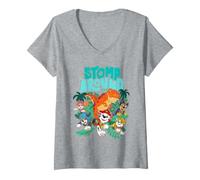 Mujer Paw Patrol: The Dino Movie Stomp Around Dino Pups Camiseta Cuello V