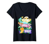 Mujer Paw Patrol: The Dino Movie Strong Brave Roar Dinosaurs Camiseta Cuello V