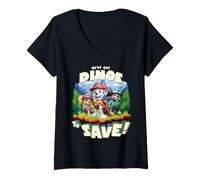 Mujer Paw Patrol: The Dino Movie We've Got Dino's To Save Camiseta Cuello V
