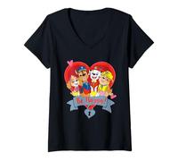 Mujer Paw Patrol Valentine's Day Be Happy Heart Group Camiseta Cuello V
