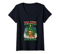Mujer Paw-Some Christmas en Gibraltar Camiseta Cuello V