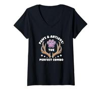 Mujer Paws & Antlers Hunts Caza Perro de Caza Humor Hunter Camiseta Cuello V