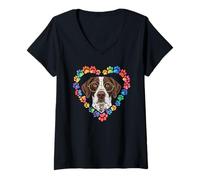 Mujer Paws Dye Heart German Shorthaired Pointer GSP Camiseta Cuello V