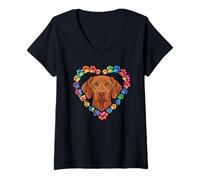Mujer Paws Dye Heart Hungarian Vizsla Magyar Vizslas Camiseta Cuello V