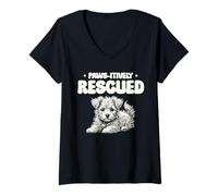 Mujer Paws-Itively Rescatado Animal Rescue Lover Rescatador de mascotas Camiseta Cuello V