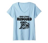 Mujer Paws-Itively Rescatado Animal Rescue Lover Rescatador de mascotas Camiseta Cuello V