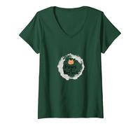 Mujer Paws & Reflect: Cita inspiradora de los Amantes de los Gatos conscientes Camiseta Cuello V, Verde Bosque, M