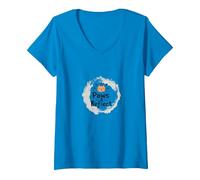 Mujer Paws & Reflect: Cita inspiradora de los Amantes de los Gatos conscientes Camiseta Cuello V, Zafiro, S