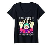 Mujer Payaso Aterrador No Quiero Votar por Otra votación de Payaso Camiseta Cuello V