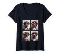 Mujer Payaso Labrador Retrievers con Gafas de Sol Kidcore Halloween Camiseta Cuello V