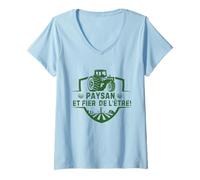 Mujer Paysan et Fier de l'être Design Humor Agricole Fermier Camiseta Cuello V