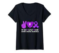 Mujer Paz Amor Cura Enfermedad De Crohn Cinta De Concientización Esperanza Camiseta Cuello V