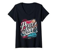 Mujer Paz & Amor Para Todos La Paz y el Amor Unimos Juntos Crecemos Camiseta Cuello V
