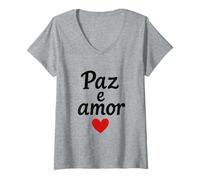 Mujer Paz e Amor Portugués Paz y Amor Hombres Mujeres Niños Regalo Camiseta Cuello V