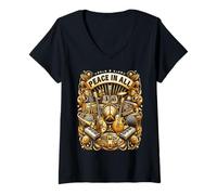 Mujer Paz en Todos Creando Paz Unir Humanidad Amor Armonía Camiseta Cuello V